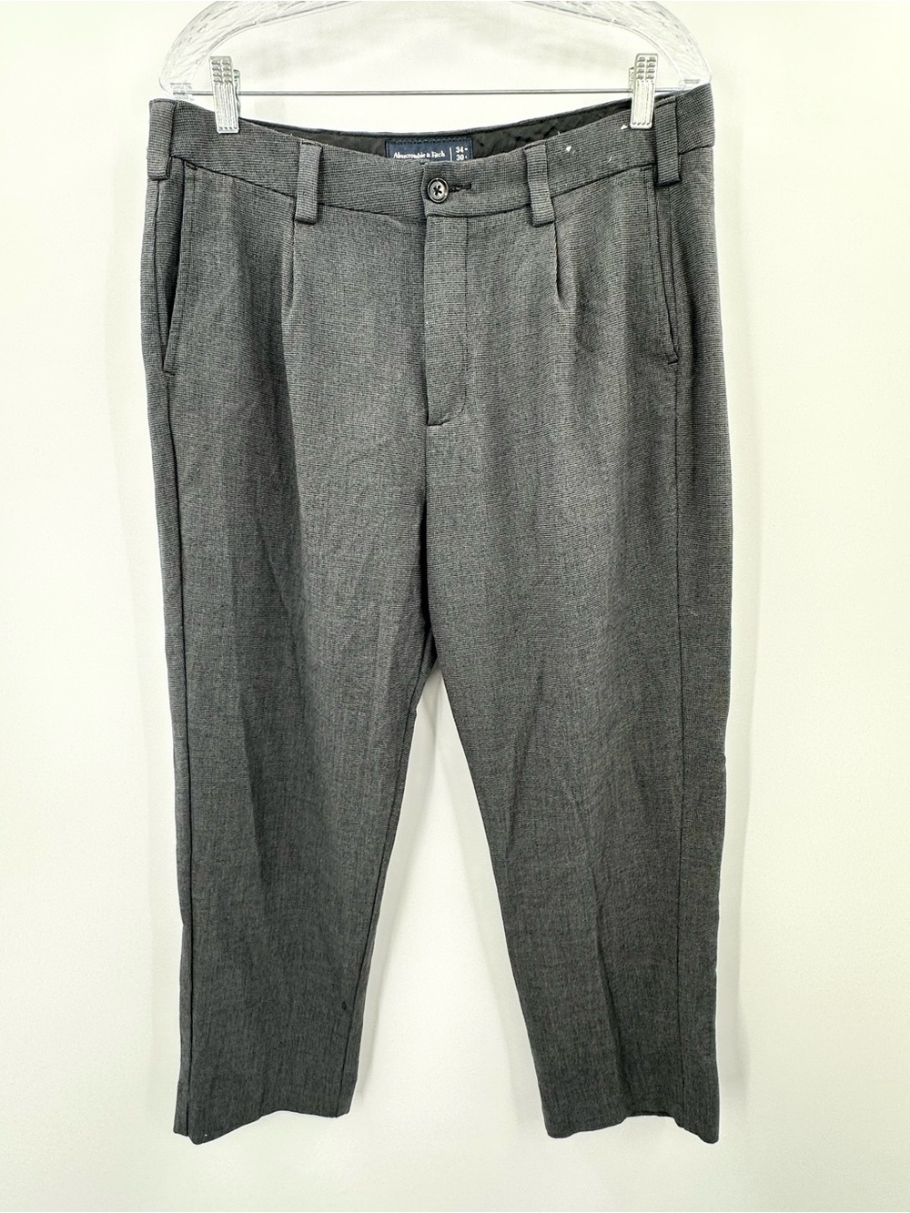Abercrombie & Fitch Men’s Charcoal Gray Pleated Loose Trouser Pants Size 34x30